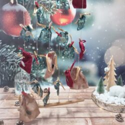 Advent calendar pouch and driftwood