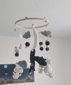ghost mobile, bat mobile, moon mobile, gothic mobile, halloween baby room decor