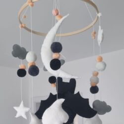 ghost mobile, bat mobile, moon mobile, gothic mobile, halloween baby room decor