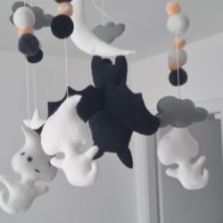 ghost mobile, bat mobile, moon mobile, gothic mobile, halloween baby room decor
