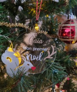 Personalized flat Christmas ball 8cm, first name Christmas ball, my first Christmas Christmas ball
