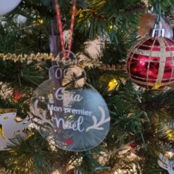 Personalized flat Christmas ball 8cm, first name Christmas ball, my first Christmas Christmas ball