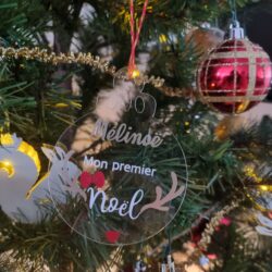 Personalized flat Christmas ball 8cm, first name Christmas ball, my first Christmas Christmas ball