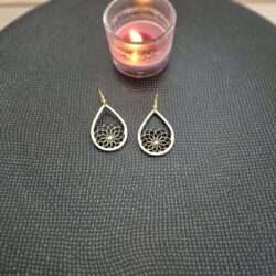 Boucles d'oreilles florales en bois 1