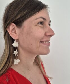 boucles d'oreilles ambre boheme rose clair